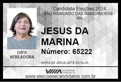 Candidato JESUS DA MARINA 2024 - SÃO RAIMUNDO DAS MANGABEIRAS - Eleições