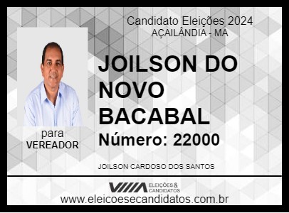 Candidato JOILSON DO NOVO BACABAL 2024 - AÇAILÂNDIA - Eleições