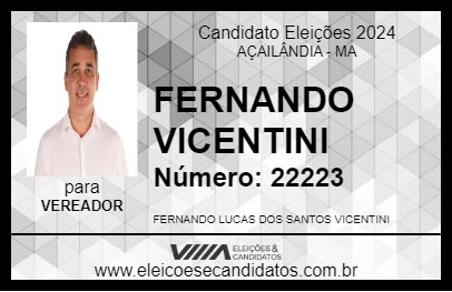 Candidato FERNANDO VICENTINI 2024 - AÇAILÂNDIA - Eleições