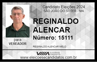 Candidato REGINALDO ALENCAR 2024 - SÃO JOÃO DO SOTER - Eleições