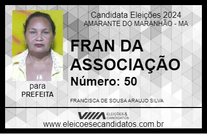 Candidato FRAN DA ASSOCIAÇÃO 2024 - AMARANTE DO MARANHÃO - Eleições