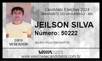 Candidato JEILSON SILVA 2024 - AMARANTE DO MARANHÃO - Eleições