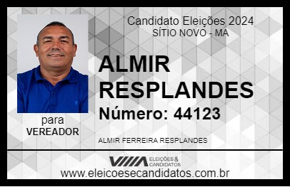 Candidato ALMIR RESPLANDES 2024 - SÍTIO NOVO - Eleições