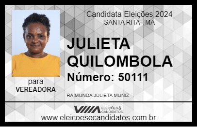 Candidato JULIETA QUILOMBOLA 2024 - SANTA RITA - Eleições