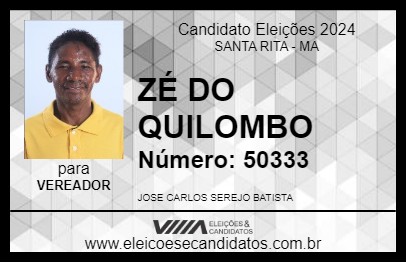 Candidato ZÉ DO QUILOMBO 2024 - SANTA RITA - Eleições