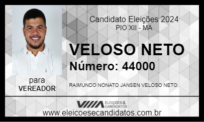 Candidato VELOSO NETO 2024 - PIO XII - Eleições