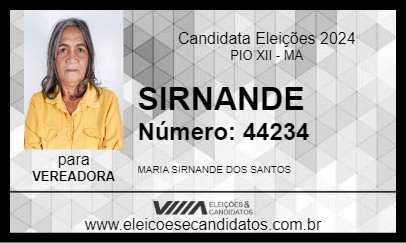 Candidato SIRNANDE 2024 - PIO XII - Eleições