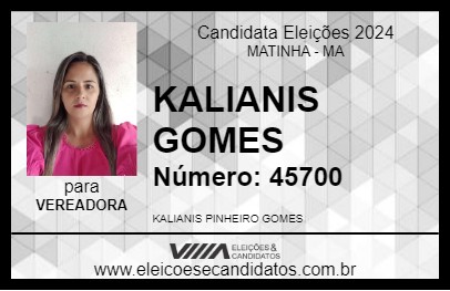 Candidato KALIANIS GOMES 2024 - MATINHA - Eleições