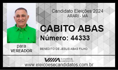 Candidato CABITO ABAS 2024 - ARARI - Eleições