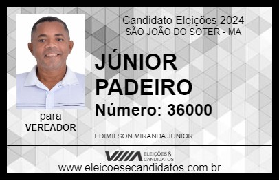 Candidato JÚNIOR PADEIRO 2024 - SÃO JOÃO DO SOTER - Eleições