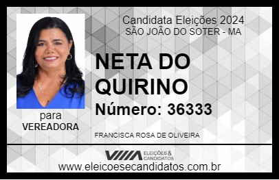 Candidato NETA DO QUIRINO 2024 - SÃO JOÃO DO SOTER - Eleições