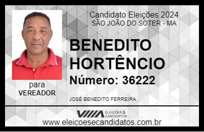 Candidato BENEDITO HORTÊNCIO 2024 - SÃO JOÃO DO SOTER - Eleições