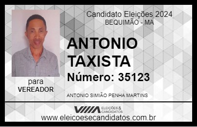 Candidato ANTONIO TAXISTA 2024 - BEQUIMÃO - Eleições