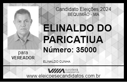 Candidato ELINALDO DO PARICATIUA 2024 - BEQUIMÃO - Eleições