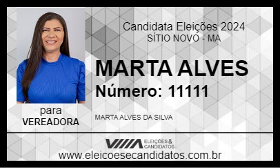 Candidato MARTA ALVES 2024 - SÍTIO NOVO - Eleições