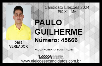 Candidato PAULO GUILHERME 2024 - PIO XII - Eleições