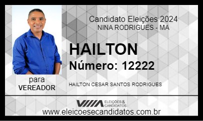 Candidato HAILTON  2024 - NINA RODRIGUES - Eleições