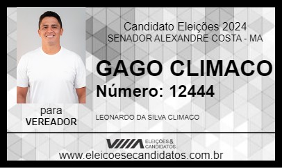 Candidato GAGO CLIMACO 2024 - SENADOR ALEXANDRE COSTA - Eleições