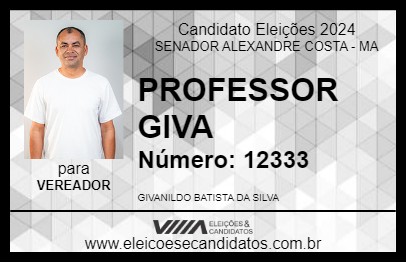 Candidato PROFESSOR GIVA 2024 - SENADOR ALEXANDRE COSTA - Eleições