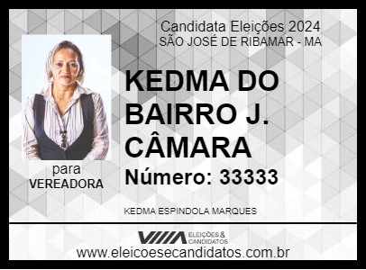 Candidato KEDMA DO BAIRRO J. CÂMARA 2024 - SÃO JOSÉ DE RIBAMAR - Eleições