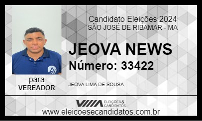 Candidato JEOVA NEWS 2024 - SÃO JOSÉ DE RIBAMAR - Eleições