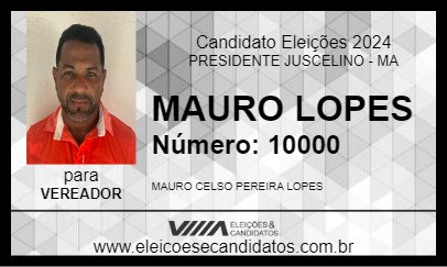 Candidato MAURO LOPES 2024 - PRESIDENTE JUSCELINO - Eleições