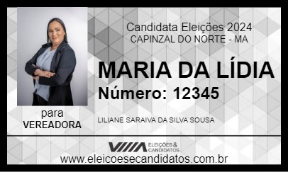 Candidato MARIA DA LÍDIA 2024 - CAPINZAL DO NORTE - Eleições