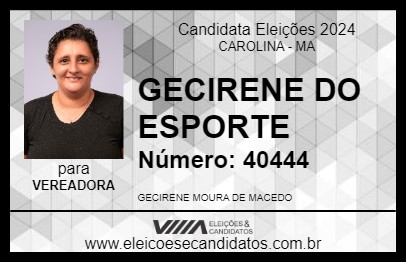 Candidato GECIRENE DO ESPORTE 2024 - CAROLINA - Eleições