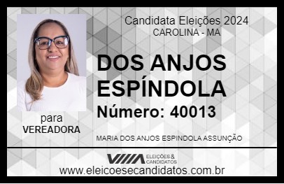 Candidato DOS ANJOS ESPÍNDOLA 2024 - CAROLINA - Eleições