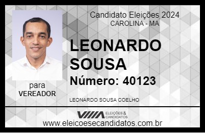 Candidato LEONARDO SOUSA 2024 - CAROLINA - Eleições