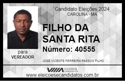 Candidato FILHO DA SANTA RITA 2024 - CAROLINA - Eleições