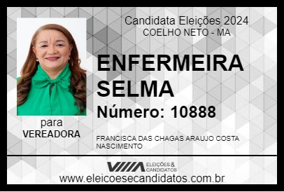 Candidato ENFERMEIRA SELMA 2024 - COELHO NETO - Eleições