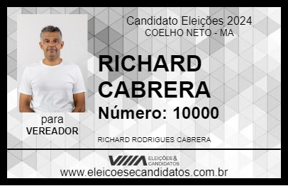 Candidato RICHARD CABRERA 2024 - COELHO NETO - Eleições