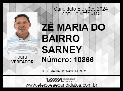 Candidato ZÉ MARIA DO BAIRRO SARNEY 2024 - COELHO NETO - Eleições