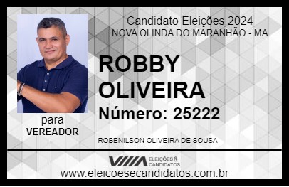 Candidato ROBBY OLIVEIRA 2024 - NOVA OLINDA DO MARANHÃO - Eleições