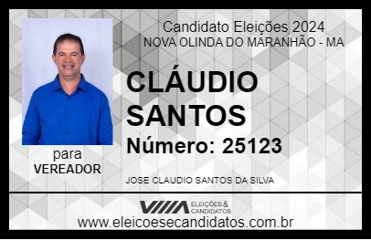 Candidato CLÁUDIO SANTOS 2024 - NOVA OLINDA DO MARANHÃO - Eleições