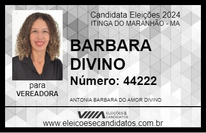 Candidato BARBARA DIVINO 2024 - ITINGA DO MARANHÃO - Eleições