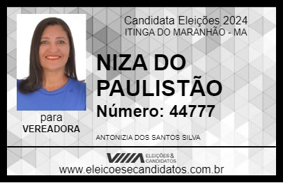 Candidato NIZA DO PAULISTÃO 2024 - ITINGA DO MARANHÃO - Eleições