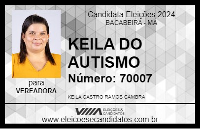 Candidato KEILA DO AUTISMO 2024 - BACABEIRA - Eleições