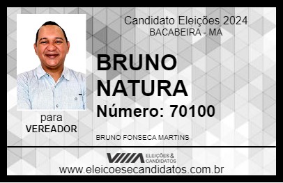 Candidato BRUNO NATURA 2024 - BACABEIRA - Eleições