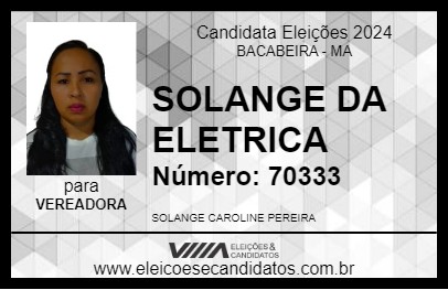 Candidato SOLANGE DA ELETRICA 2024 - BACABEIRA - Eleições