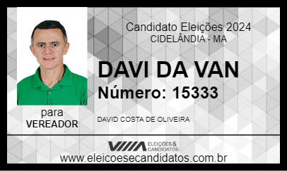 Candidato DAVI DA VAN 2024 - CIDELÂNDIA - Eleições