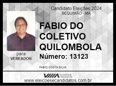 Candidato FABIO DO COLETIVO QUILOMBOLA 2024 - BEQUIMÃO - Eleições