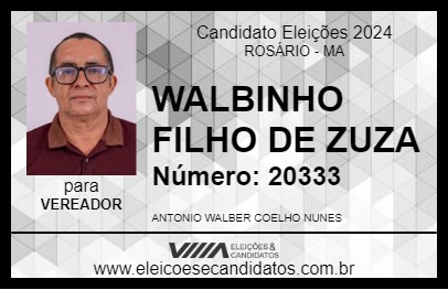 Candidato WALBINHO FILHO DE ZUZA 2024 - ROSÁRIO - Eleições