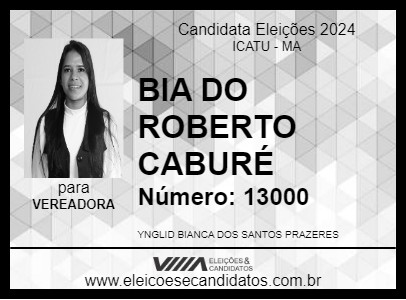 Candidato BIA DO ROBERTO CABURÉ 2024 - ICATU - Eleições