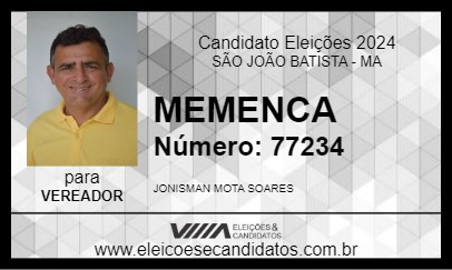 Candidato MEMENCA  2024 - SÃO JOÃO BATISTA - Eleições