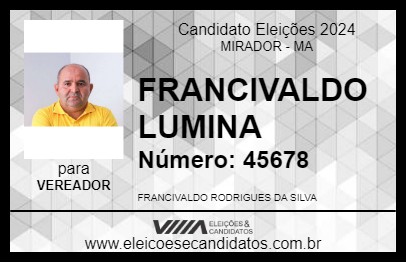 Candidato FRANCIVALDO LUMINA 2024 - MIRADOR - Eleições