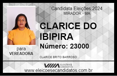 Candidato CLARICE DO IBIPIRA 2024 - MIRADOR - Eleições