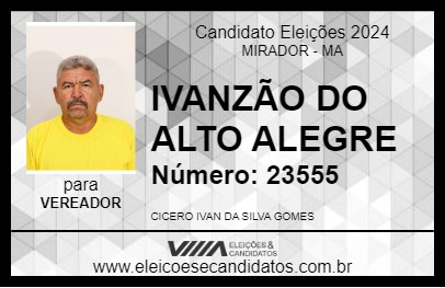 Candidato IVANZÃO DO ALTO ALEGRE 2024 - MIRADOR - Eleições