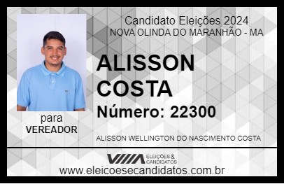 Candidato ALISSON COSTA 2024 - NOVA OLINDA DO MARANHÃO - Eleições